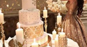 arreglos floral para xv años dorado