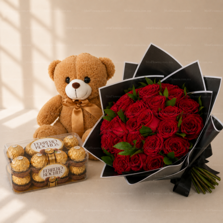 Rosas, Oso y Chocolates