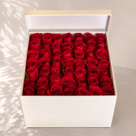 Caja con 50 Rosas Rojas