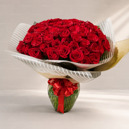 Jarrón con Rosas Rojas Premium 50