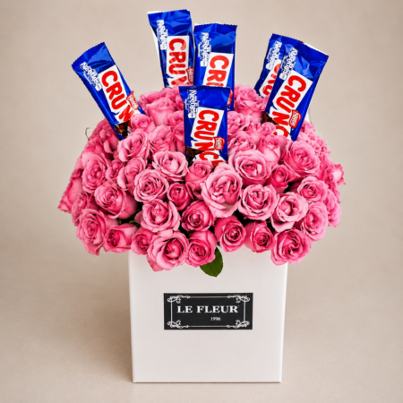 Arreglo con 75 Rosas y Chocolate Crunch