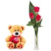 Arreglo Floral con Rosas y Peluche Arreglo Floral con Rosas y Peluche