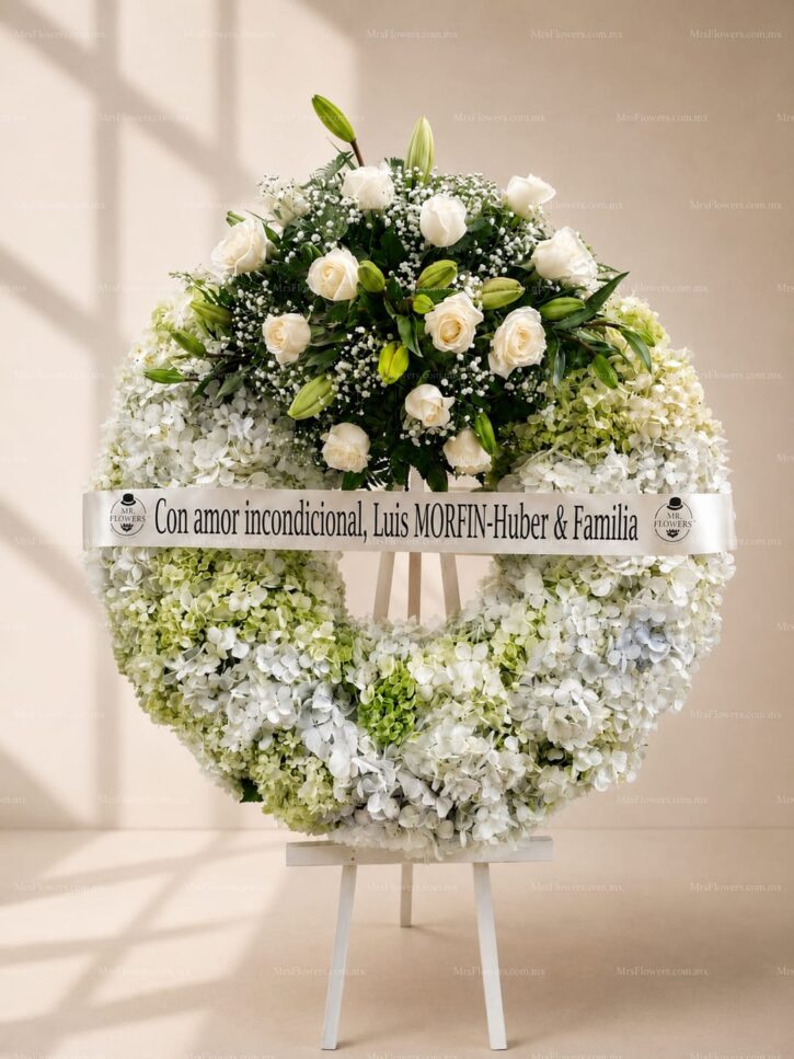 Corona Fúnebre con Hortensias Corona Fúnebre con Hortensias