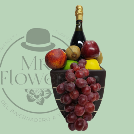 Arreglo Frutal con Vino