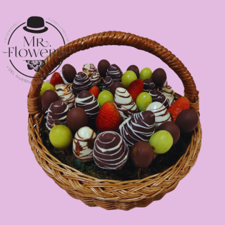 Canasta con Fresas de Chocolate