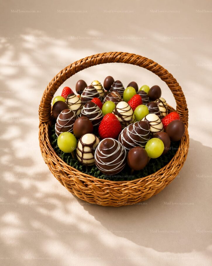 Canasta con Fresas de Chocolate