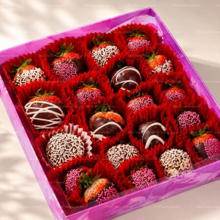 caja con 20 fresas con chocolate caja con 20 fresas con chocolate