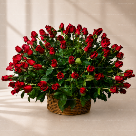 300 Rosas Rojas en Canasta de Mimbre 300 Rosas Rojas en Canasta de Mimbre