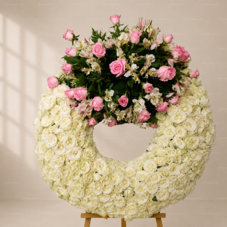 Corona Blanca Chica con 24 Rosas Corona Blanca Chica con 24 Rosas