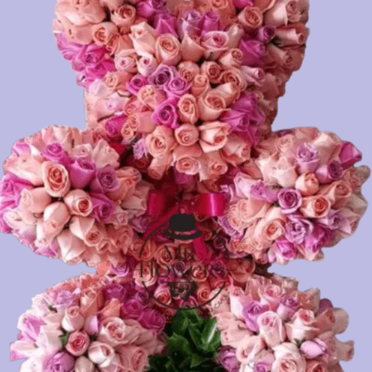 Oso con 550 Rosas Rosa