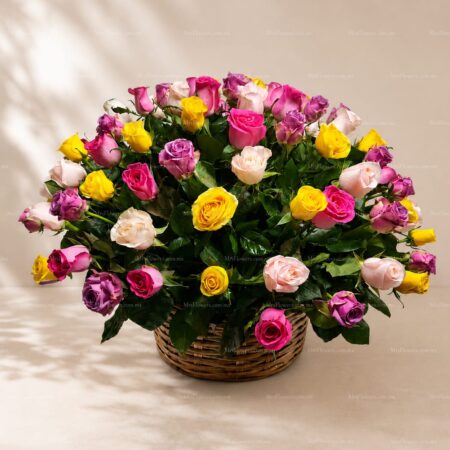 Canasta de 100 rosas Multicolor