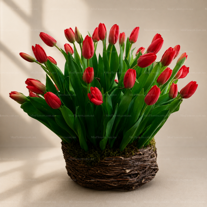Nido con 40 Tulipanes Nido con 40 Tulipanes