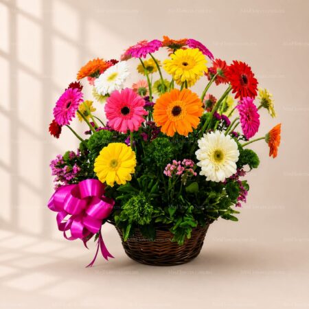 Canasta con 36 Gerberas Mixtas Canasta con 36 Gerberas Mixtas