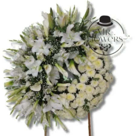 Corona Fúnebre con Medallón blanco
