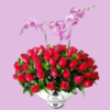 Arreglo con Rosas Rojas y Orquídea doble Arreglo con Rosas Rojas y Orquídea doble