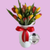 Jarrón de Cerámica con 20 Tulipanes