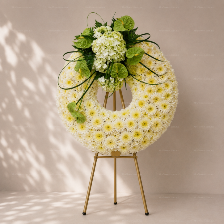Corona Fúnebre Elegante con Anturios Corona Fúnebre Elegante con Anturios