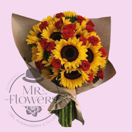 Ramo de Rosas y Girasoles
