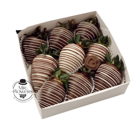 Caja con 9 Fresas con Chocolate
