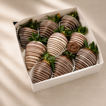Caja con 9 Fresas con Chocolate