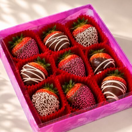 Caja con 9 Fresas con Chocolate