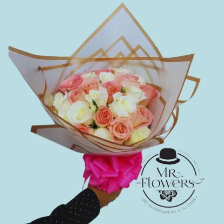Ramo de Rosas en Tonos Pastel