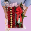Caja con Rosas, Chocolates y Vino Caja con Rosas, Chocolates y Vino