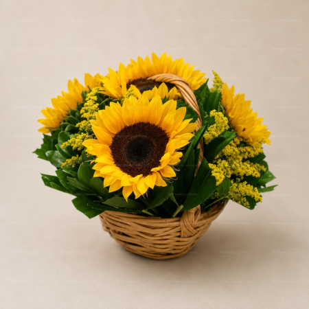 Canasta con 5 Girasoles Canasta con 5 Girasoles