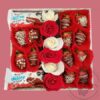 Caja de 12 fresas con chocolate y Rosas y Delice