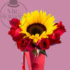 Cono de Girasol con Rosas