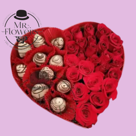 Amor Mixto – Fresas con Chocolate y Rosas