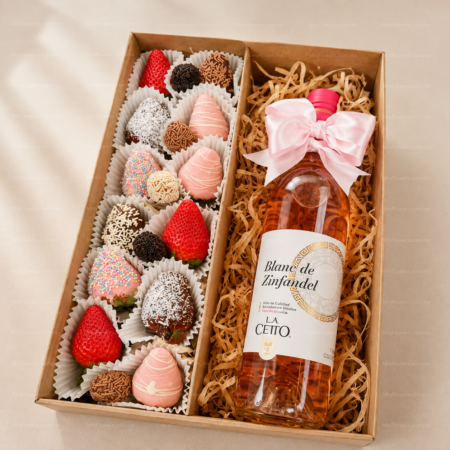 Caja Te Amo Fresas cubiertas de Chocolate y Vino Caja Te Amo Fresas cubiertas de Chocolate y Vino