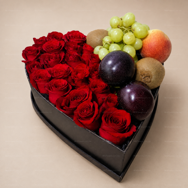 Corazón con Frutas y Flores Corazón con Frutas y Flores