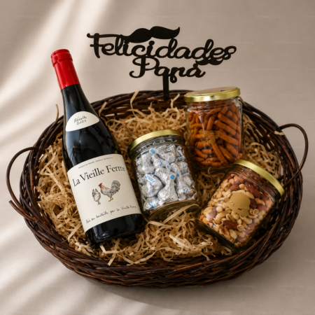 Canasta con Vino y Botanas Canasta con Vino y Botanas