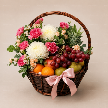 Canasta Frutal con Claveles y Polar Canasta Frutal con Claveles y Polar