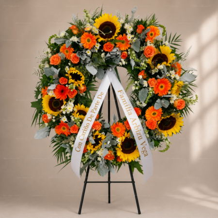 Corona con Girasol y Gerbera León