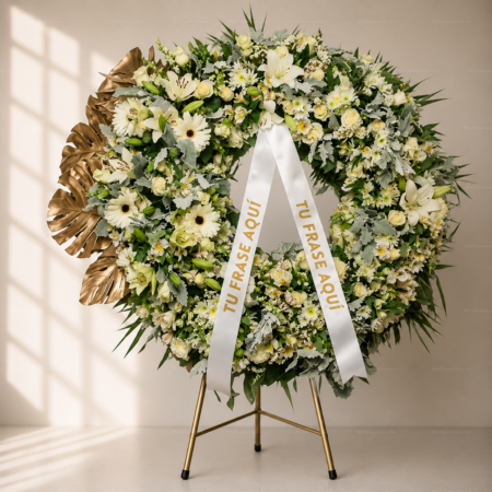 Corona de Flores Imperial Blanca León