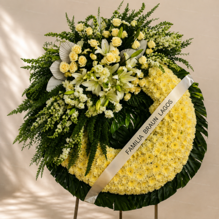 Corona Fúnebre Grande con Arreglo Floral