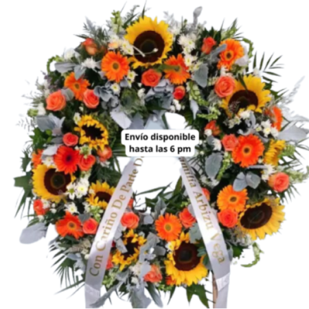 Corona con Girasol y Gerbera León