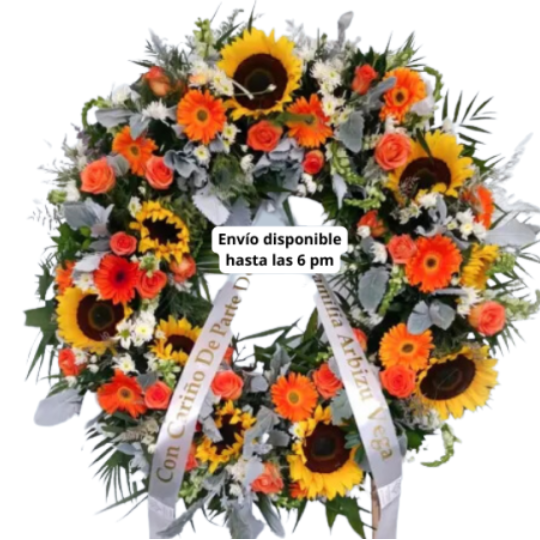 Corona con Girasol y Gerbera León Corona con Girasol y Gerbera León