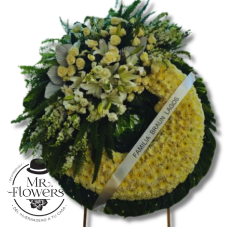 Corona Fúnebre Grande con Arreglo Floral