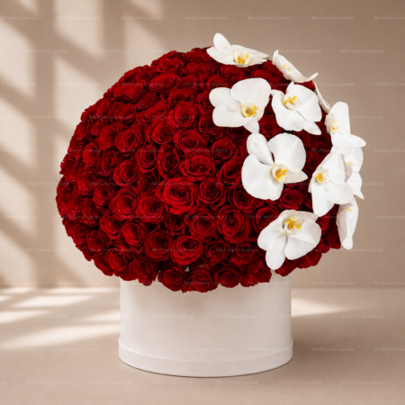 Caja de Rosas y Orquídeas