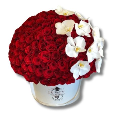 Caja de Rosas y Orquídeas